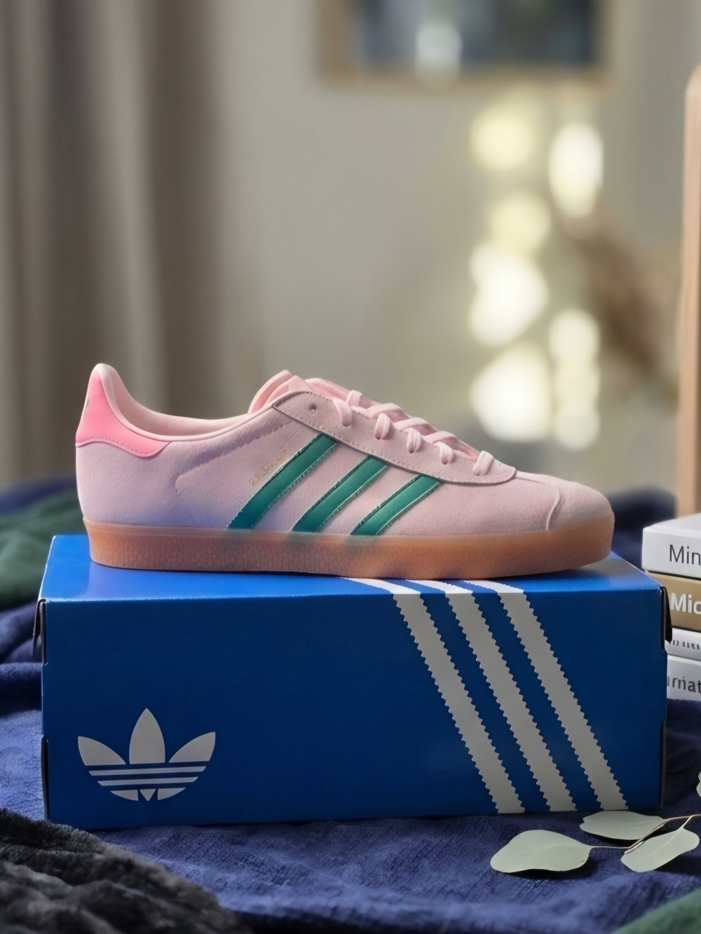 adidas Women’s Pink Sneakers with Green Stripes